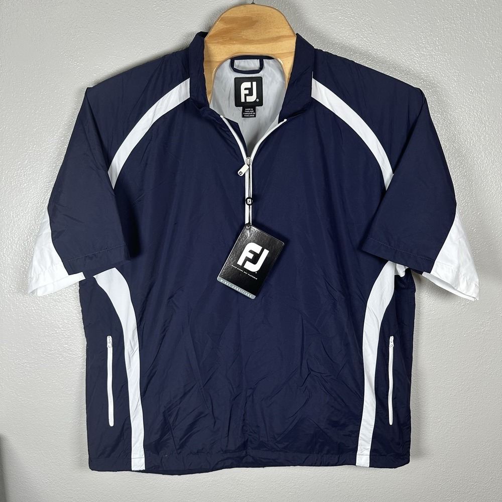 NEW FootJoy FJ Sport Short Sleeve Windshirt Sz XL Windbreaker Jacket Navy White